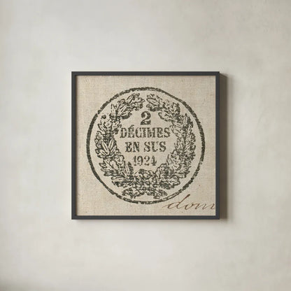 Letter Crest II by Wild Apple Portfolio. Shown in a sleek black glass frame for a contemporary gallery look. Available as an archival giclee rolled canvas, fine art paper, or poster print. SKU 12962a.