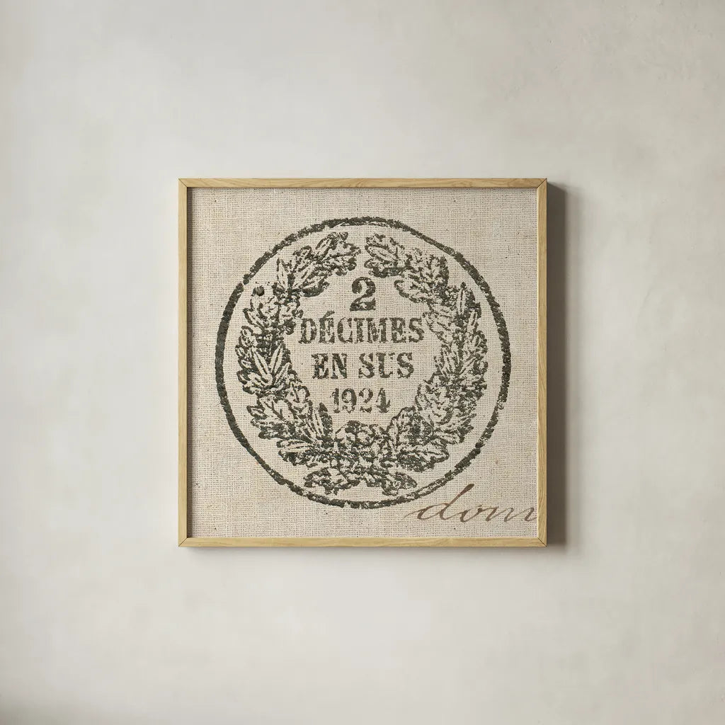 Letter Crest II by Wild Apple Portfolio. Shown in a natural wood glass frame for a timeless modern aesthetic. Available as an archival giclee rolled canvas, fine art paper, or poster print. SKU 12962a.