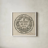 Letter Crest II by Wild Apple Portfolio. Shown in a crisp white glass frame for a clean and minimalist style. Available as an archival giclee rolled canvas, fine art paper, or poster print. SKU 12962a.