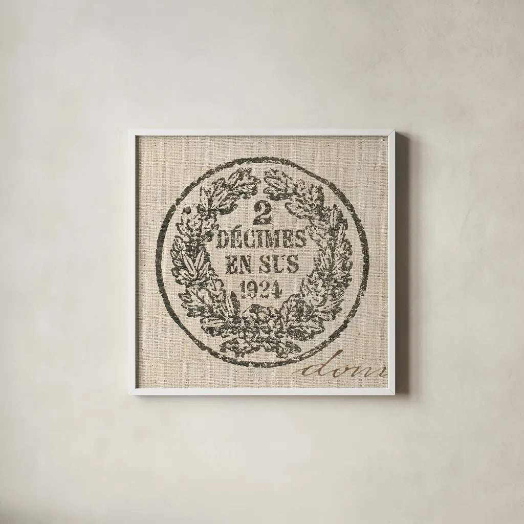 Letter Crest II by Wild Apple Portfolio. Shown in a crisp white glass frame for a clean and minimalist style. Available as an archival giclee rolled canvas, fine art paper, or poster print. SKU 12962a.