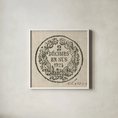 Letter Crest II by Wild Apple Portfolio. Shown in a crisp white glass frame for a clean and minimalist style. Available as an archival giclee rolled canvas, fine art paper, or poster print. SKU 12962a.