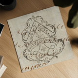 Letter Crest III by Wild Apple Portfolio. Shown as a detailed flat fine art print, highlighting archival giclee quality. Available as an archival giclee rolled canvas, fine art paper, or poster print. SKU 12963a.