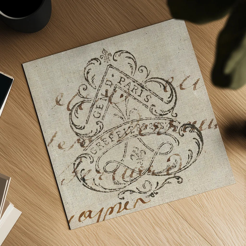 Letter Crest III by Wild Apple Portfolio. Shown as a detailed flat fine art print, highlighting archival giclee quality. Available as an archival giclee rolled canvas, fine art paper, or poster print. SKU 12963a.