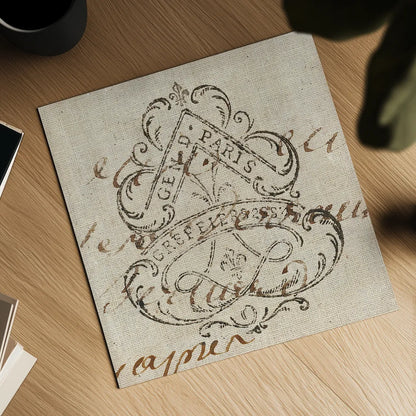 Letter Crest III by Wild Apple Portfolio. Shown as a detailed flat fine art print, highlighting archival giclee quality. Available as an archival giclee rolled canvas, fine art paper, or poster print. SKU 12963a.