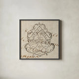 Letter Crest III by Wild Apple Portfolio. Shown in a sleek black glass frame for a contemporary gallery look. Available as an archival giclee rolled canvas, fine art paper, or poster print. SKU 12963a.