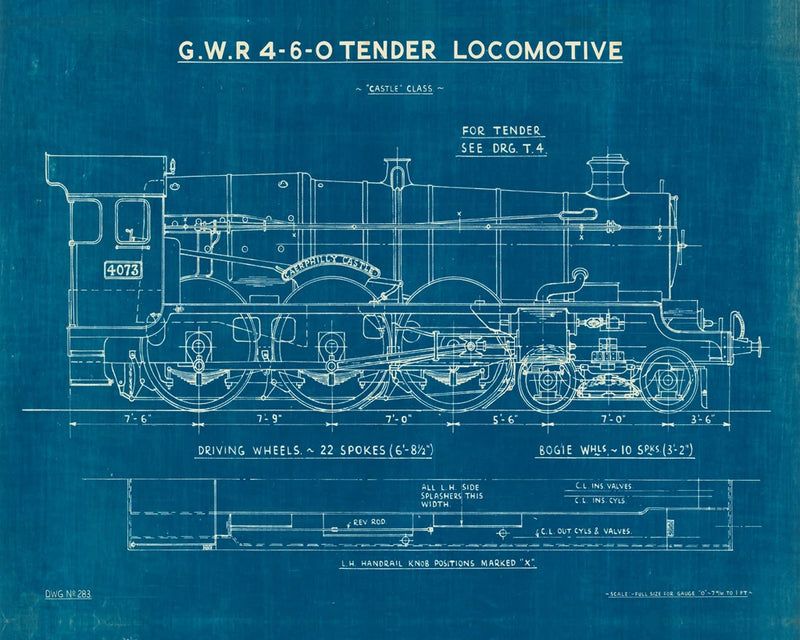 Locomotive Blueprint I by Wild Apple Portfolio