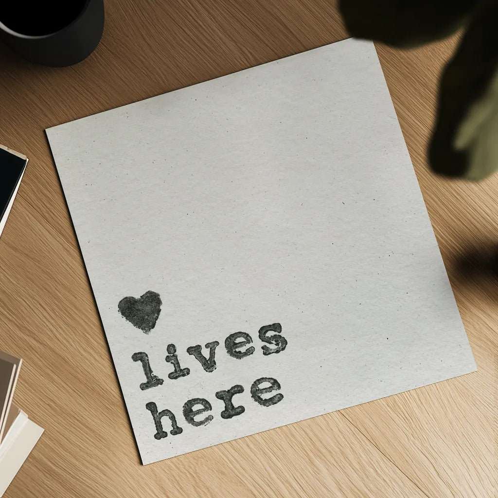 Love Lives Here by Wild Apple Portfolio. Shown as a detailed flat fine art print, highlighting archival giclee quality. Available as an archival giclee rolled canvas, fine art paper, or poster print. SKU 71691a.