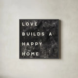 Lovely Home I Distressed by Wild Apple Portfolio. Shown in a sleek black glass frame for a contemporary gallery look. Available as an archival giclee rolled canvas, fine art paper, or poster print. SKU 62472a.