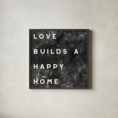 Lovely Home I Distressed by Wild Apple Portfolio. Shown in a sleek black glass frame for a contemporary gallery look. Available as an archival giclee rolled canvas, fine art paper, or poster print. SKU 62472a.