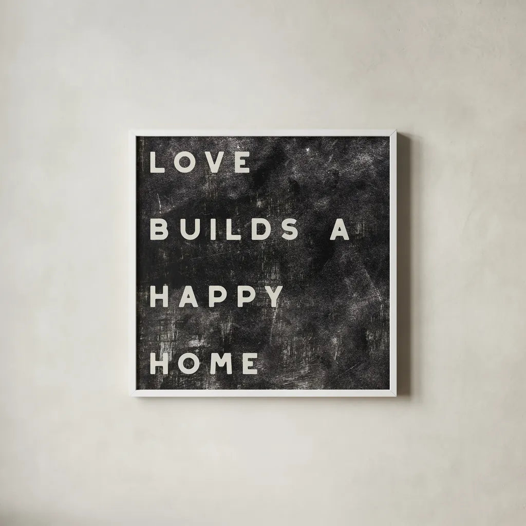 Lovely Home I Distressed by Wild Apple Portfolio. Shown in a crisp white glass frame for a clean and minimalist style. Available as an archival giclee rolled canvas, fine art paper, or poster print. SKU 62472a.