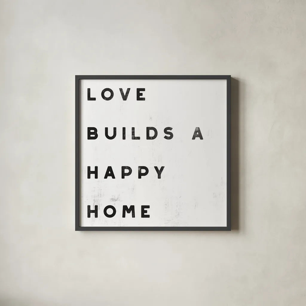 Lovely Home I White by Wild Apple Portfolio. Shown in a sleek black glass frame for a contemporary gallery look. Available as an archival giclee rolled canvas, fine art paper, or poster print. SKU 59023a.