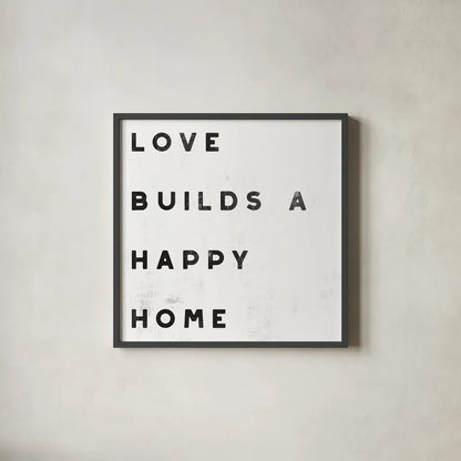 Lovely Home I White by Wild Apple Portfolio. Shown in a sleek black glass frame for a contemporary gallery look. Available as an archival giclee rolled canvas, fine art paper, or poster print. SKU 59023a.