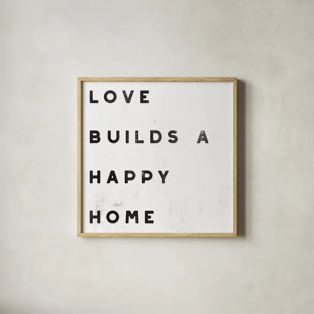 Lovely Home I White by Wild Apple Portfolio. Shown in a natural wood glass frame for a timeless modern aesthetic. Available as an archival giclee rolled canvas, fine art paper, or poster print. SKU 59023a.