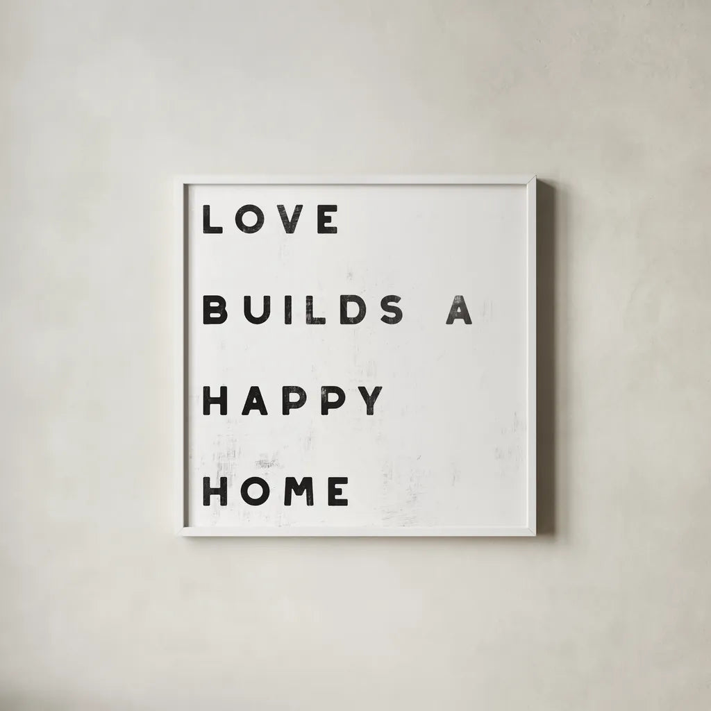 Lovely Home I White by Wild Apple Portfolio. Shown in a crisp white glass frame for a clean and minimalist style. Available as an archival giclee rolled canvas, fine art paper, or poster print. SKU 59023a.