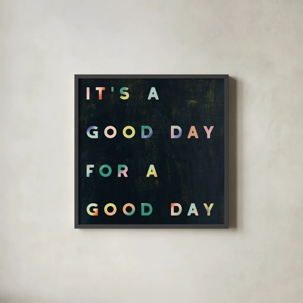 Lovely Home II Colorful by Wild Apple Portfolio. Shown in a sleek black glass frame for a contemporary gallery look. Available as an archival giclee rolled canvas, fine art paper, or poster print. SKU 77926a.