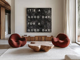 Lovely Home II Distressed by Wild Apple Portfolio. Shown as extra-large giant wall art in a modern living room. Available as an archival giclee rolled canvas, fine art paper, or poster print. SKU 62473a.
