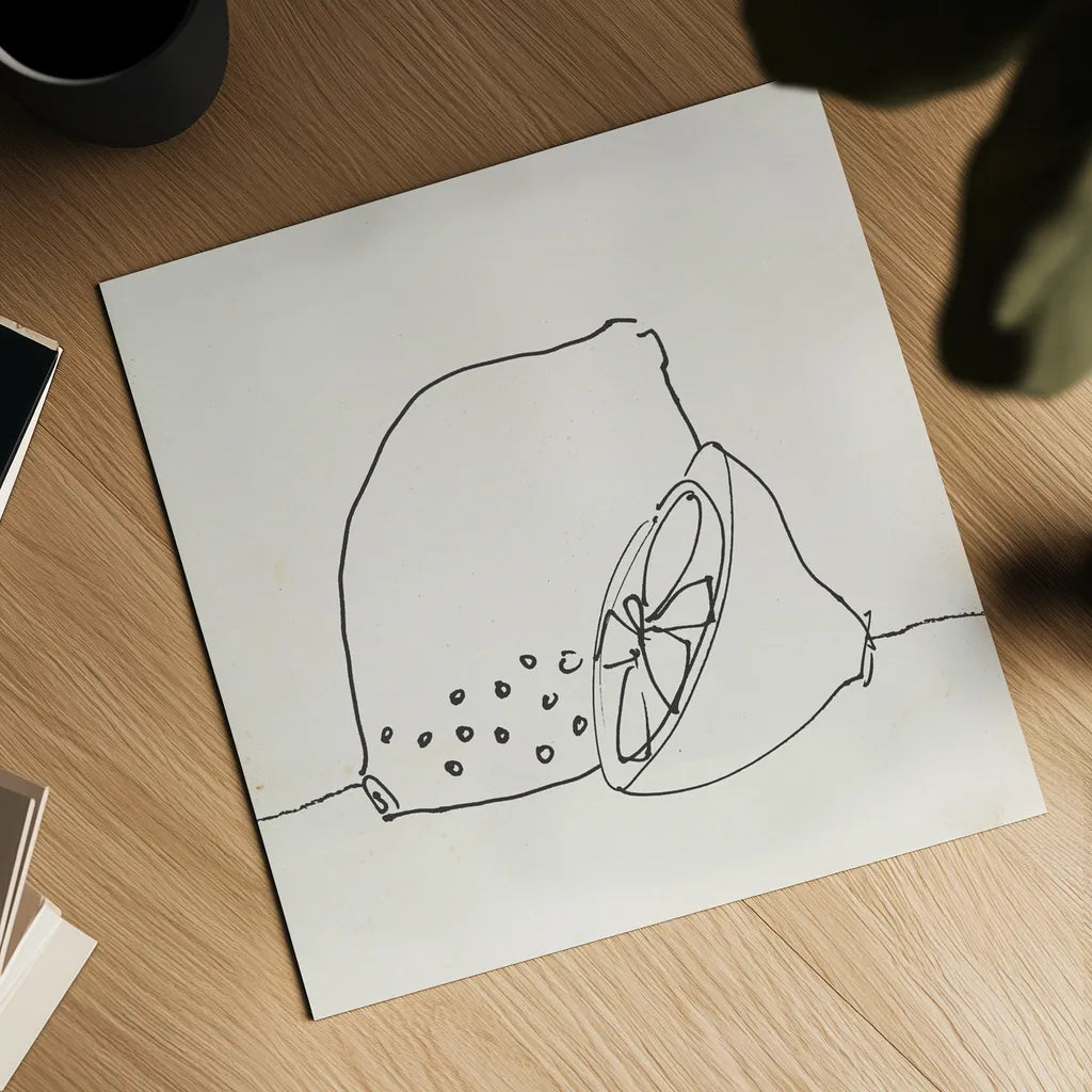 Lovely Lemons I by Wild Apple Portfolio. Shown as a detailed flat fine art print, highlighting archival giclee quality. Available as an archival giclee rolled canvas, fine art paper, or poster print. SKU 71997a.