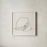 Lovely Lemons I by Wild Apple Portfolio. Shown in a crisp white glass frame for a clean and minimalist style. Available as an archival giclee rolled canvas, fine art paper, or poster print. SKU 71997a.