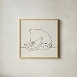 Lovely Lemons II by Wild Apple Portfolio. Shown in a natural wood glass frame for a timeless modern aesthetic. Available as an archival giclee rolled canvas, fine art paper, or poster print. SKU 71998a.