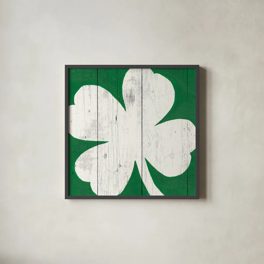 Luck of the Irish I by Wild Apple Portfolio. Shown in a sleek black glass frame for a contemporary gallery look. Available as an archival giclee rolled canvas, fine art paper, or poster print. SKU 49953a.