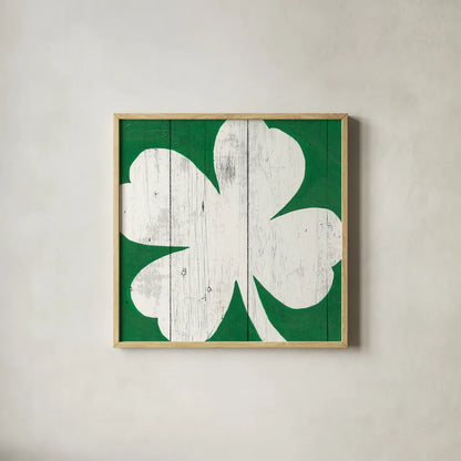 Luck of the Irish I by Wild Apple Portfolio. Shown in a natural wood glass frame for a timeless modern aesthetic. Available as an archival giclee rolled canvas, fine art paper, or poster print. SKU 49953a.