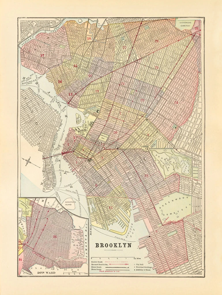 Map of Brooklyn by Wild Apple Portfolio
