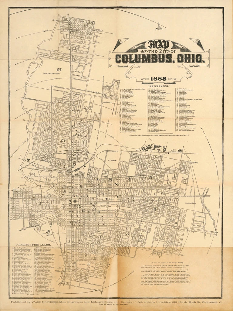 Map of the City of Columbus Ohio by Wild Apple Portfolio