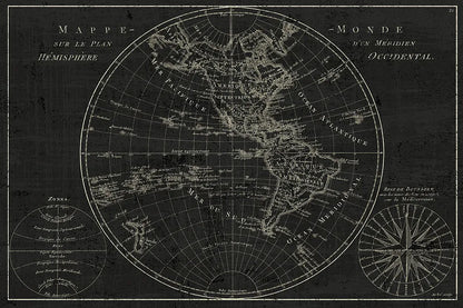Mappemonde Etching by Wild Apple Portfolio. SKU 14536i. Archival Giclee Fine art print for wall decor.