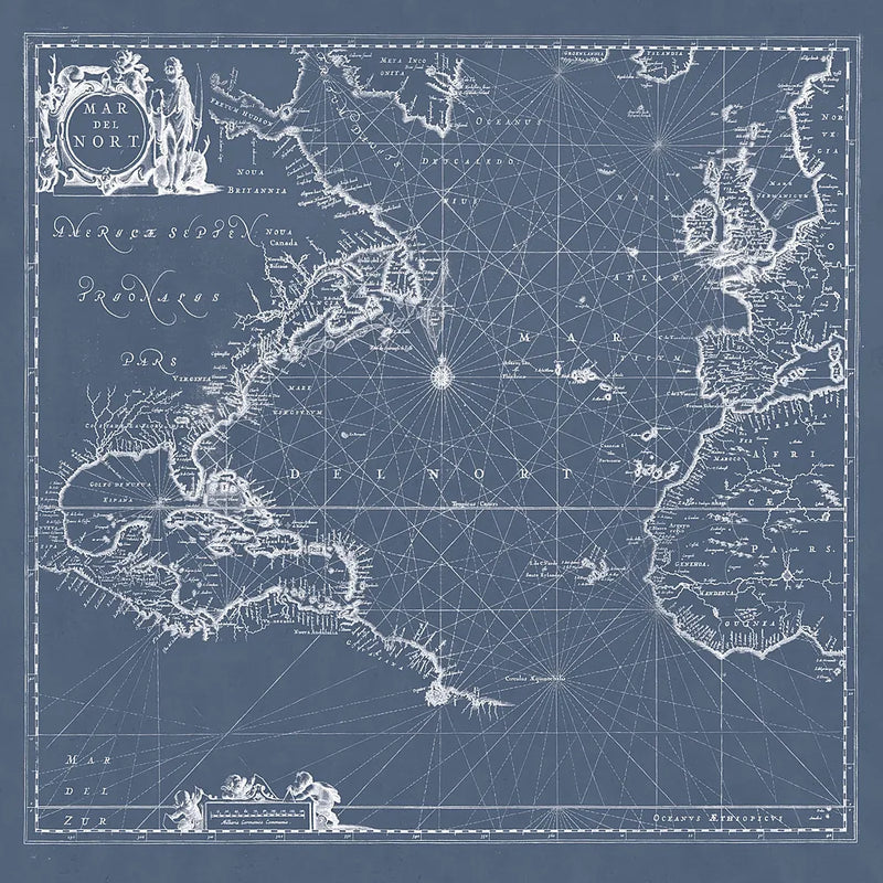 Mar del Nort Blueprint by Wild Apple Portfolio. SKU 41774a. Archival Giclee Fine art print for wall decor.