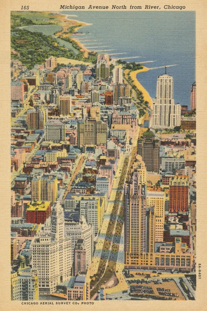 Michigan Avenue North from River Chicago by Wild Apple Portfolio. SKU 68512h. Archival Giclee Fine art print for wall decor.