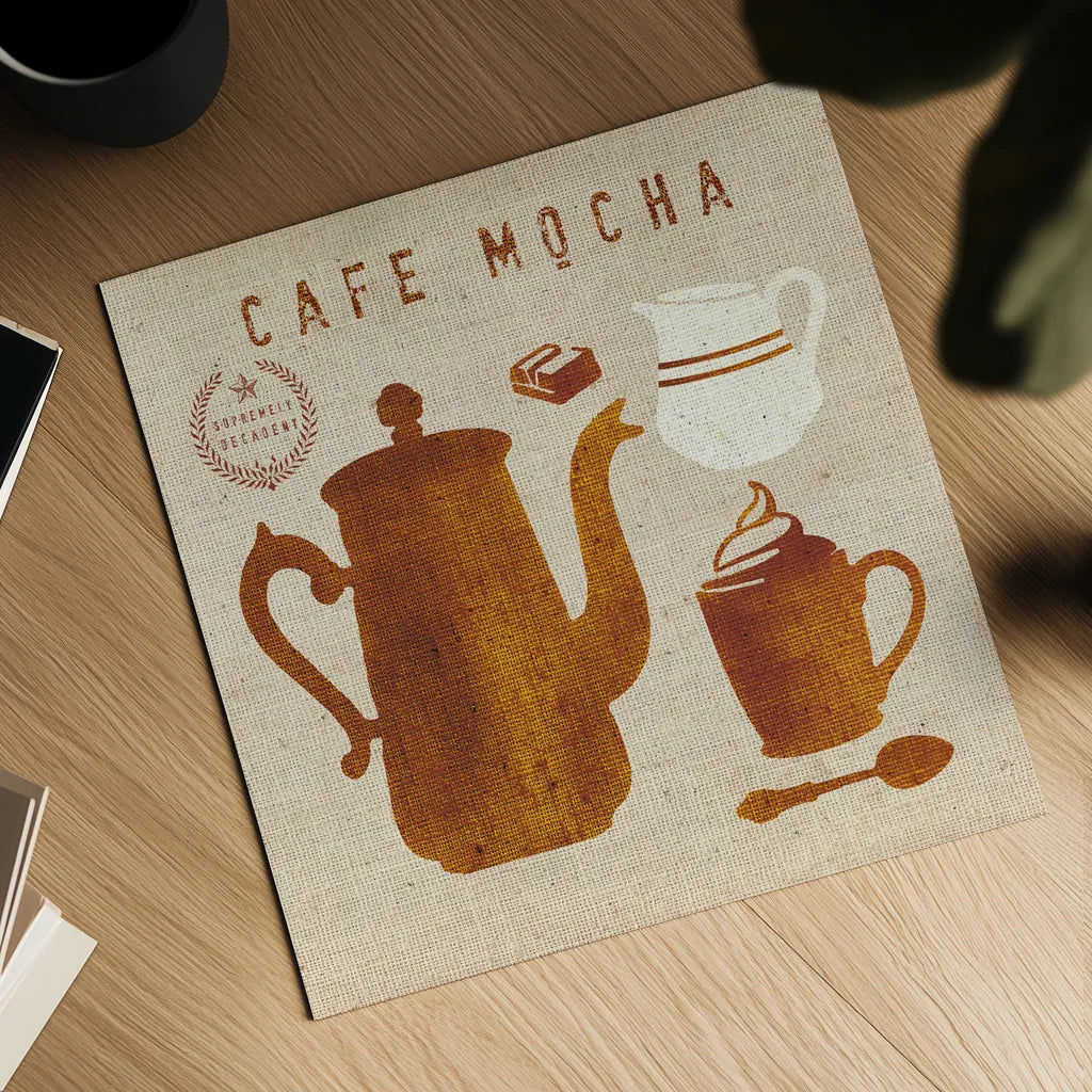 Mocha on Linen by Wild Apple Portfolio. Shown as a detailed flat fine art print, highlighting archival giclee quality. Available as an archival giclee rolled canvas, fine art paper, or poster print. SKU 19782a.
