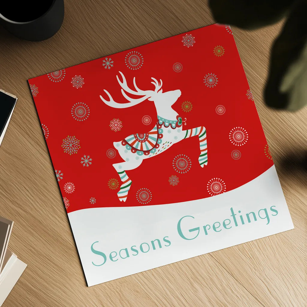 Mod Holiday I by Wild Apple Portfolio. Shown as a detailed flat fine art print, highlighting archival giclee quality. Available as an archival giclee rolled canvas, fine art paper, or poster print. SKU 41578a.