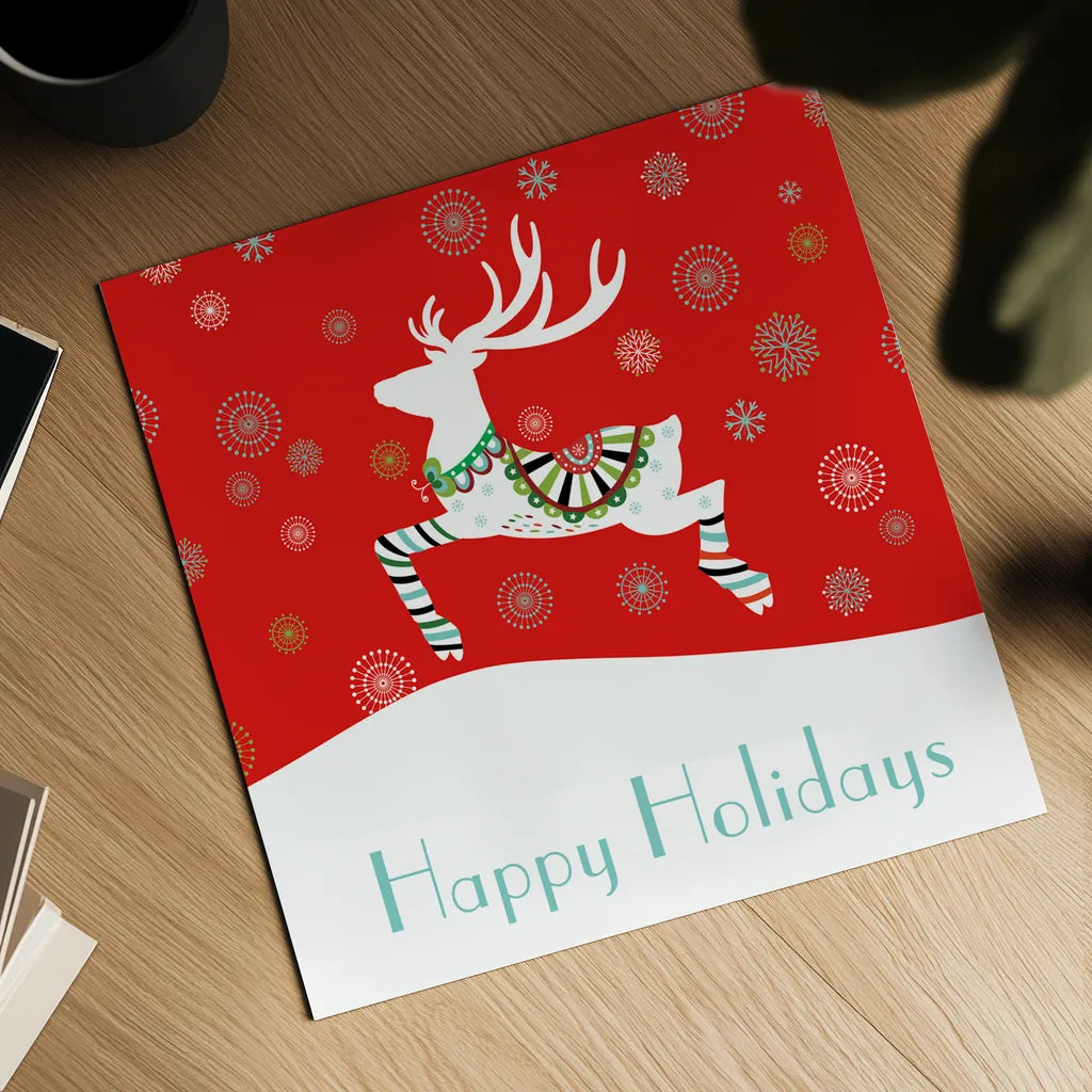 Mod Holiday II by Wild Apple Portfolio. Shown as a detailed flat fine art print, highlighting archival giclee quality. Available as an archival giclee rolled canvas, fine art paper, or poster print. SKU 41579a.