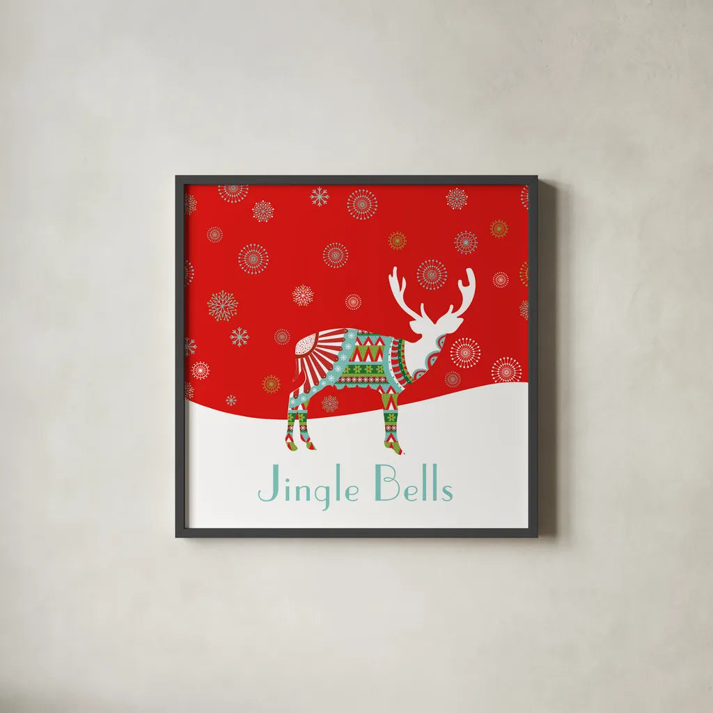 Mod Holiday III by Wild Apple Portfolio. Shown in a sleek black glass frame for a contemporary gallery look. Available as an archival giclee rolled canvas, fine art paper, or poster print. SKU 41580a.