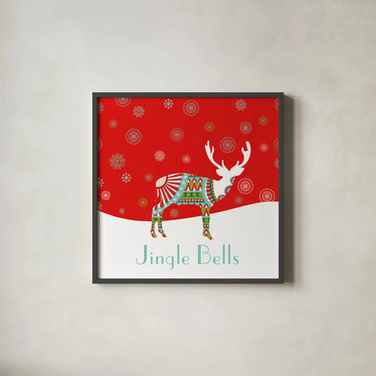 Mod Holiday III by Wild Apple Portfolio. Shown in a sleek black glass frame for a contemporary gallery look. Available as an archival giclee rolled canvas, fine art paper, or poster print. SKU 41580a.