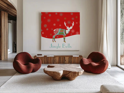 Mod Holiday III by Wild Apple Portfolio. Shown as extra-large giant wall art in a modern living room. Available as an archival giclee rolled canvas, fine art paper, or poster print. SKU 41580a.