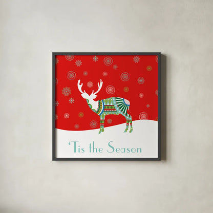 Mod Holiday IV by Wild Apple Portfolio. Shown in a sleek black glass frame for a contemporary gallery look. Available as an archival giclee rolled canvas, fine art paper, or poster print. SKU 41581a.