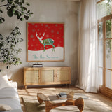 Mod Holiday IV by Wild Apple Portfolio. Shown in a natural wood frame in a cozy modern living room. Available as an archival giclee rolled canvas, fine art paper, or poster print. SKU 41581a.