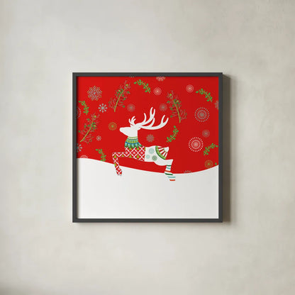 Mod Holiday VI by Wild Apple Portfolio. Shown in a sleek black glass frame for a contemporary gallery look. Available as an archival giclee rolled canvas, fine art paper, or poster print. SKU 41583a.