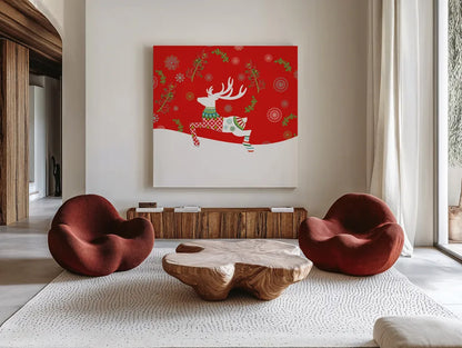 Mod Holiday VI by Wild Apple Portfolio. Shown as extra-large giant wall art in a modern living room. Available as an archival giclee rolled canvas, fine art paper, or poster print. SKU 41583a.