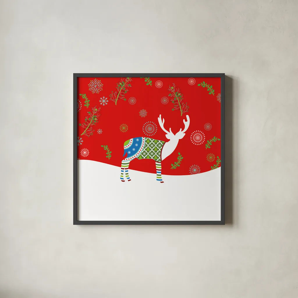 Mod Holiday VII by Wild Apple Portfolio. Shown in a sleek black glass frame for a contemporary gallery look. Available as an archival giclee rolled canvas, fine art paper, or poster print. SKU 41584a.