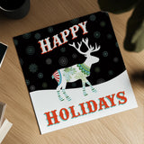 Mod Holiday on Black I by Wild Apple Portfolio. Shown as a detailed flat fine art print, highlighting archival giclee quality. Available as an archival giclee rolled canvas, fine art paper, or poster print. SKU 41756a.