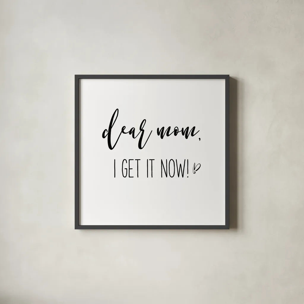 Mom Inspiration I by Wild Apple Portfolio. Shown in a sleek black glass frame for a contemporary gallery look. Available as an archival giclee rolled canvas, fine art paper, or poster print. SKU 54320a.