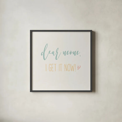 Mom Inspiration I Color by Wild Apple Portfolio. Shown in a sleek black glass frame for a contemporary gallery look. Available as an archival giclee rolled canvas, fine art paper, or poster print. SKU 54608a.