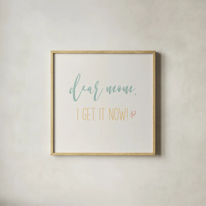 Mom Inspiration I Color by Wild Apple Portfolio. Shown in a natural wood glass frame for a timeless modern aesthetic. Available as an archival giclee rolled canvas, fine art paper, or poster print. SKU 54608a.