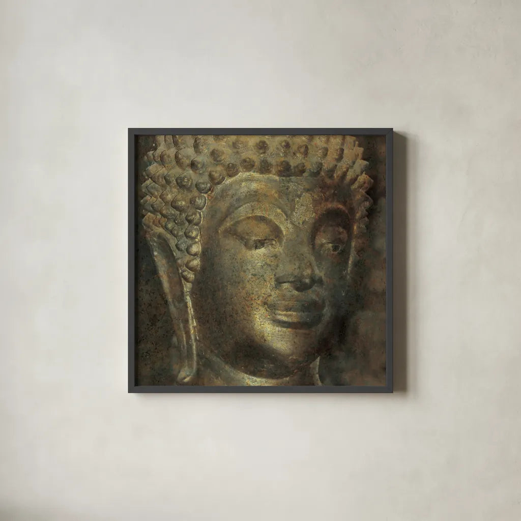 Moment of Zen I by Wild Apple Portfolio. Shown in a sleek black glass frame for a contemporary gallery look. Available as an archival giclee rolled canvas, fine art paper, or poster print. SKU 38986a.