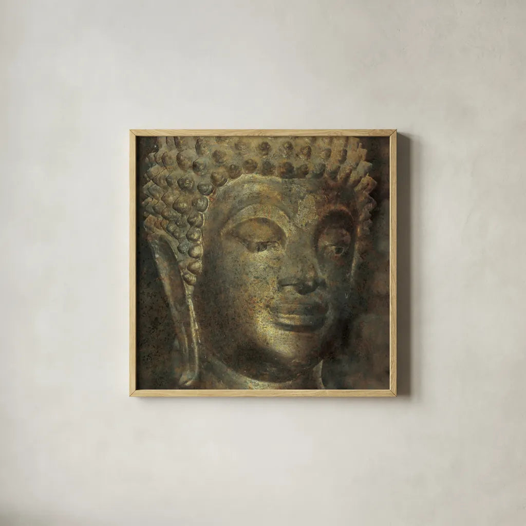 Moment of Zen I by Wild Apple Portfolio. Shown in a natural wood glass frame for a timeless modern aesthetic. Available as an archival giclee rolled canvas, fine art paper, or poster print. SKU 38986a.