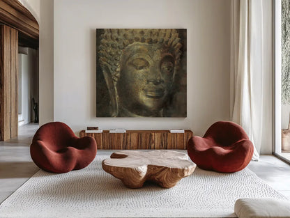 Moment of Zen I by Wild Apple Portfolio. Shown as extra-large giant wall art in a modern living room. Available as an archival giclee rolled canvas, fine art paper, or poster print. SKU 38986a.