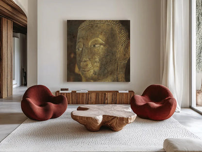 Moment of Zen II by Wild Apple Portfolio. Shown as extra-large giant wall art in a modern living room. Available as an archival giclee rolled canvas, fine art paper, or poster print. SKU 38987a.