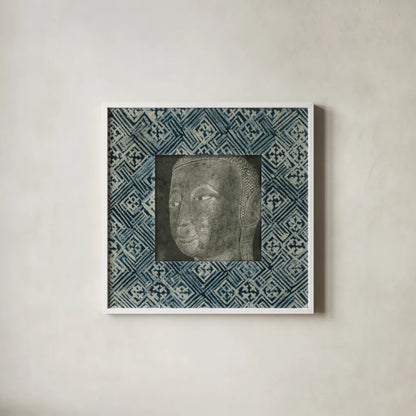 Moment of Zen II Batik by Wild Apple Portfolio. Shown in a crisp white glass frame for a clean and minimalist style. Available as an archival giclee rolled canvas, fine art paper, or poster print. SKU 39696a.